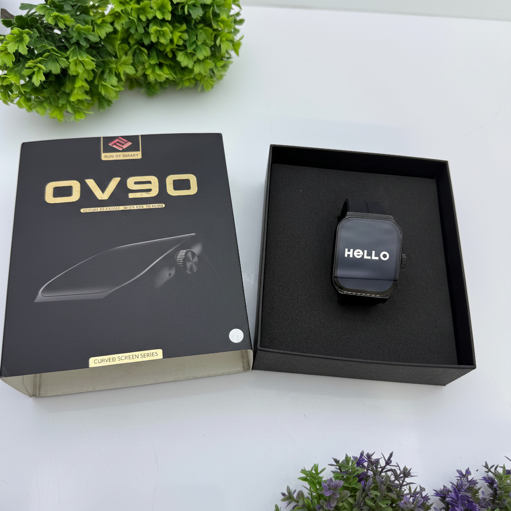 OV90 Premium 3D Curved AMOLED Smartwatch – Bluetooth Calling, AOD & Health Monitor