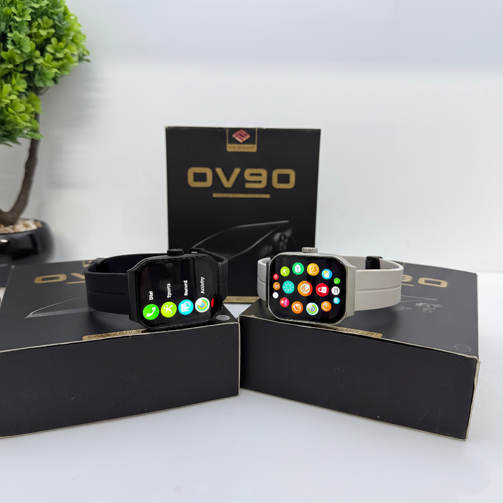 OV90 Premium 3D Curved AMOLED Smartwatch – Bluetooth Calling, AOD & Health Monitor